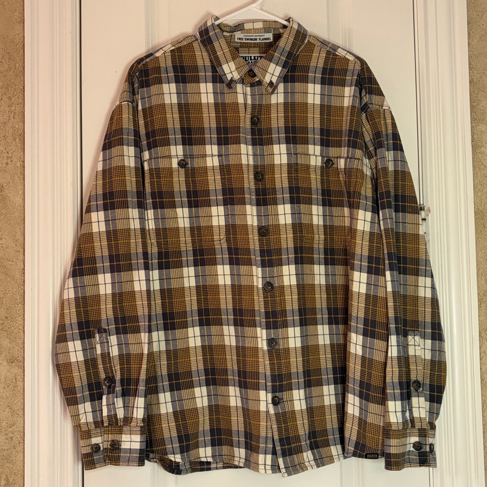 Duluth Trading Co Men’s Free Swingin” Flannel Shirt Untucked Length XL